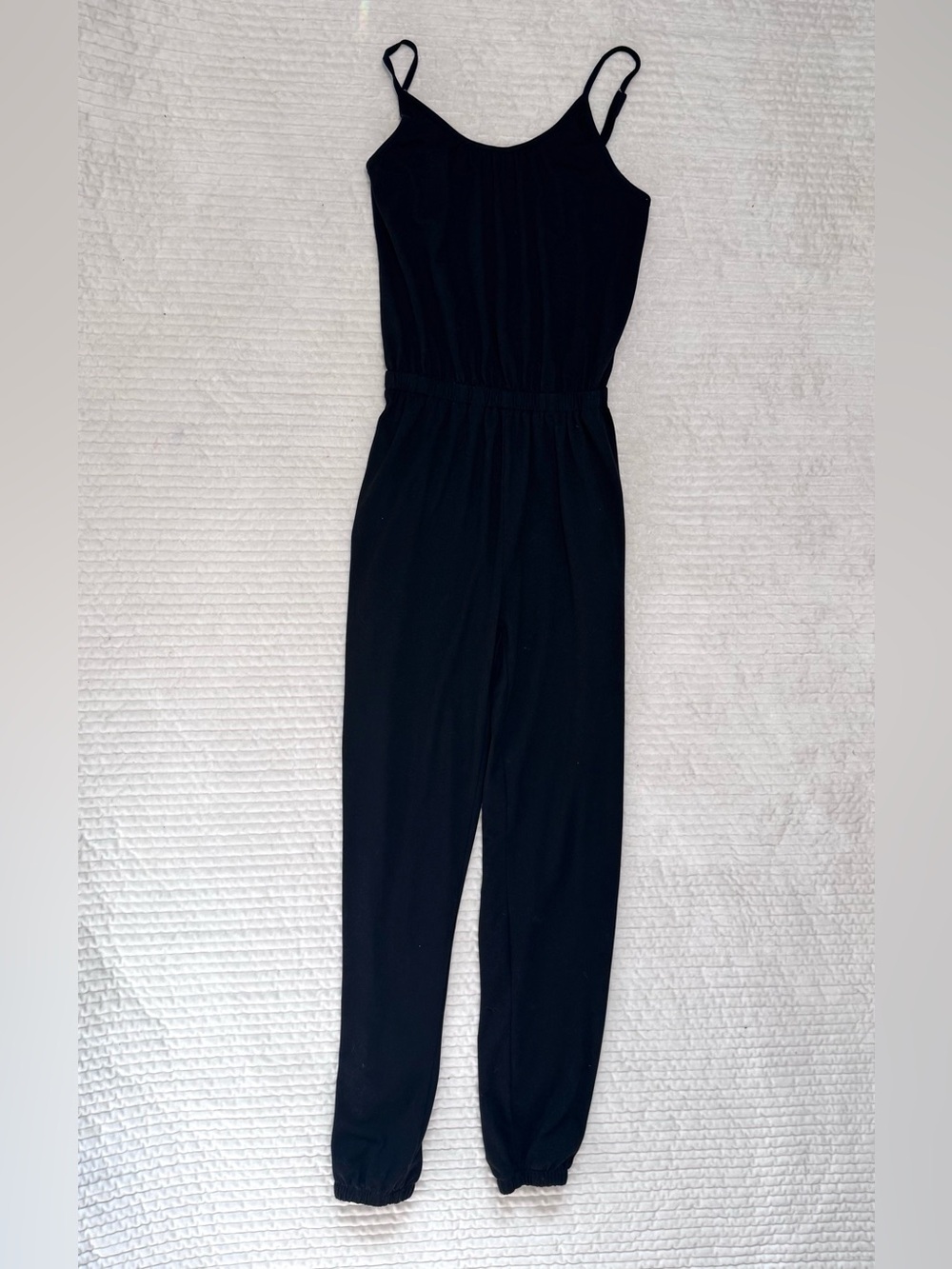 SHEIN Black Spaghetti-Strap Jumpsuit with Elastic Waist
